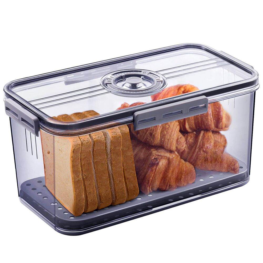 Airtight Bread Box with Time Recording - Grey